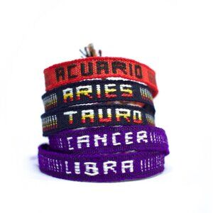 Zodiac Woven Bracelet, Handmade Bracelet, Astrology, Woven Wool Textile, Manilla
